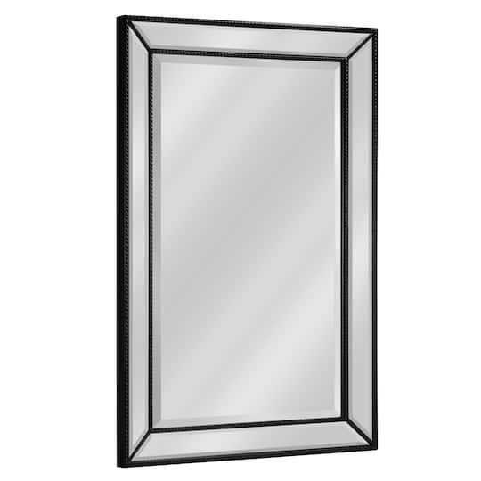 Head West Black Metro Beaded Glass Framed Vanity Mirror - 36" x 24"
